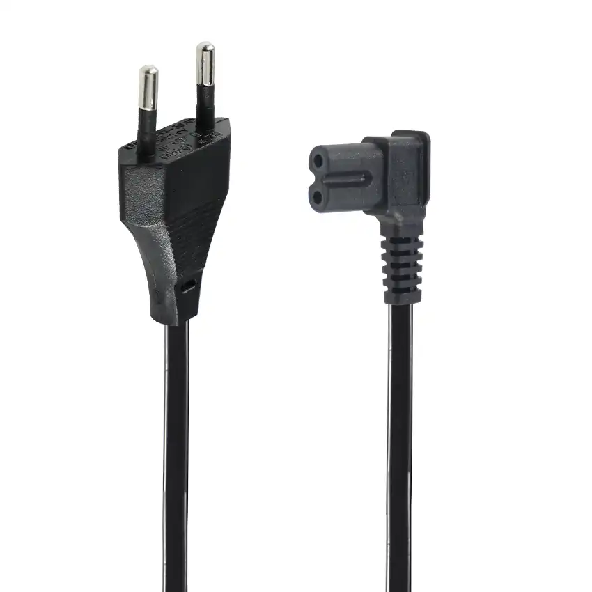 Euro 2 Pin Plug to Right Angle IEC C7 Power Cable