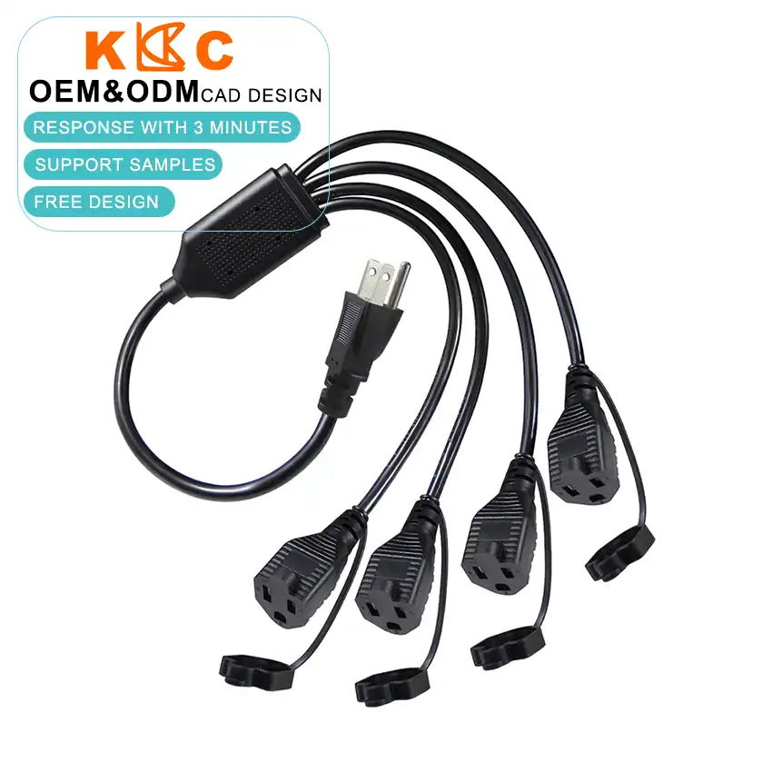 NEMA5-15P to 4-Way US Socket Power Splitter Cord 