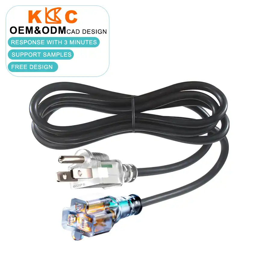 NEMA 5-15P to Lighted 5-15R Extension Power Cord