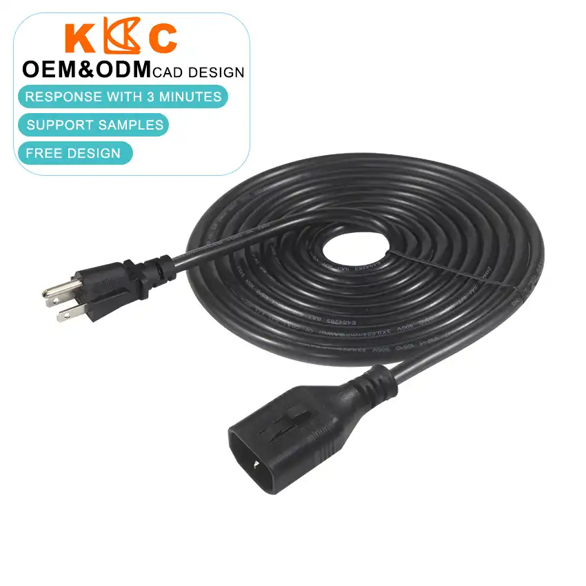 NEMA 5-15P to Locking IEC320 C14 Power Cord