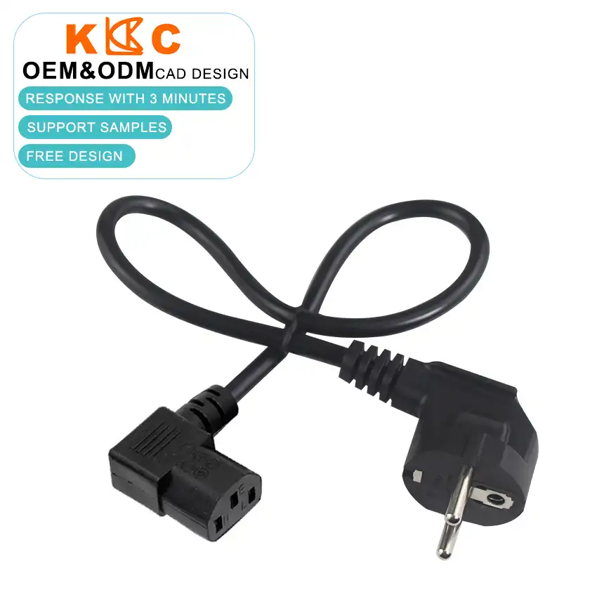 European Schuko CEE 7/7 to Left Angle IEC C13 Power Cord